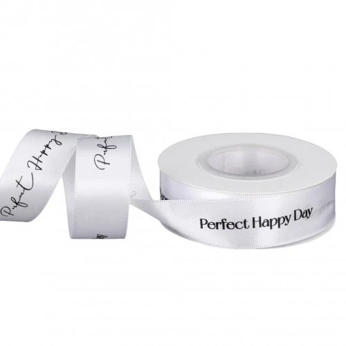 Лента атласная, двухсторонняя "Happy Day" 2,5см*20yards